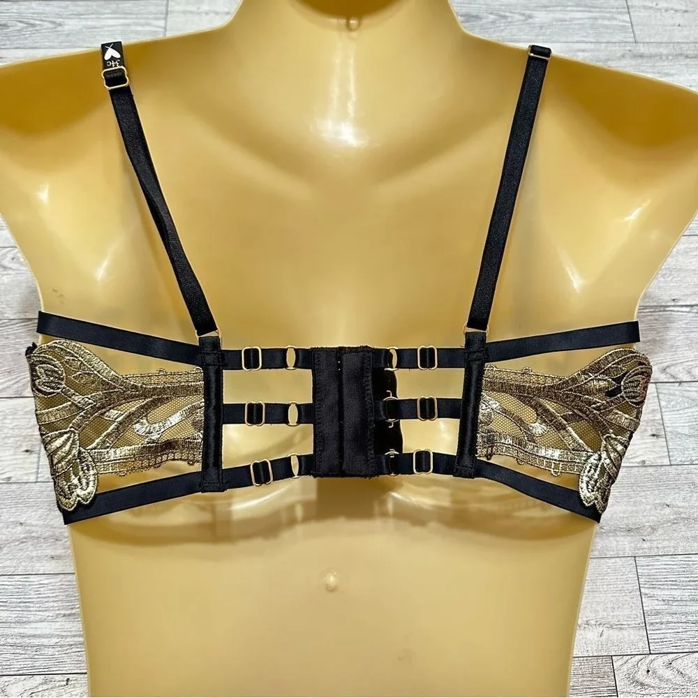 NWT Victoria's Secret Cutout Cage Bra Lingerie Bralette Strappy Open‎ Cup 34D